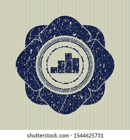Blue chart icon inside distress rubber seal