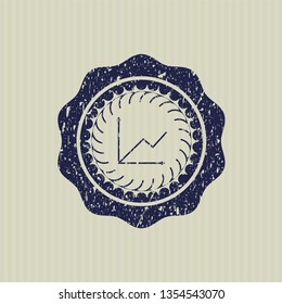 Blue chart icon inside distressed rubber texture