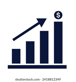 blue chart icon on white background. Economic Chart vector icon, Economic icon outline gradient style for download, blue chart sign
