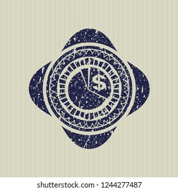 Blue chart icon with rubber seal texture