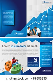 Plantilla de gráfico azul para folletos publicitarios con empresarios