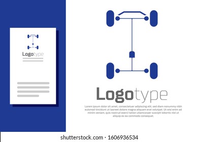 Blue Chassis car icon isolated on white background. Logo design template element. Vector Illustration