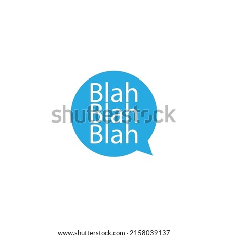 Blue chat bubble with blah blah blah text. App sticker design. Vector illustration.
