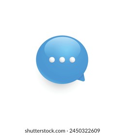 	
Blue chat bubble in skeuomorphic style. Vector illustration.	
