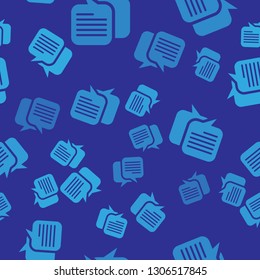 Blue Chat icon isolated seamless pattern on blue background. Speech bubbles symbol. Vector Illustration