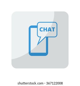 Blue Chat icon on grey rounded square button on white