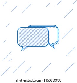 Blue Chat line icon isolated on white background. Speech bubbles symbol. Vector Illustration