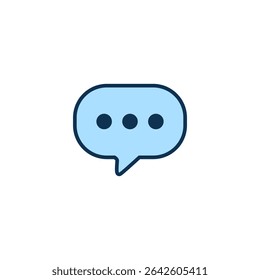 Blue chat message bubble icon vector for communication, comment section, social media reply, forum thread, mobile messaging, and digital interface