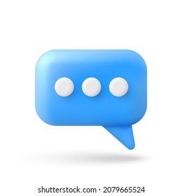 Blue Chat-Sprechblase Symbol in 3D Cartoon minimalen Stil. Vektorgrafik.
