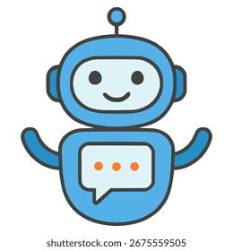 azul chatbot AI atendimento ao cliente cor plana vetor ilustração modelo design