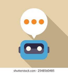 O chatbot azul está falando com um balão de fala contendo três pontos