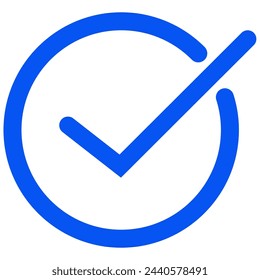 Icono azul aprobado de la comprobación, redondo, ilustración vectorial.
