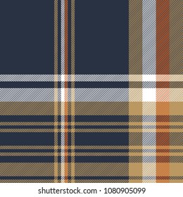 Blue check diagonal seamless fabric texture. Vector illustration.