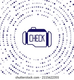 Icono del motor Blue Check aislado en fondo blanco. Resumen de puntos aleatorios de círculo. Vector