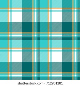 Blue check fabric textile seamless pattern. Vector illustration.