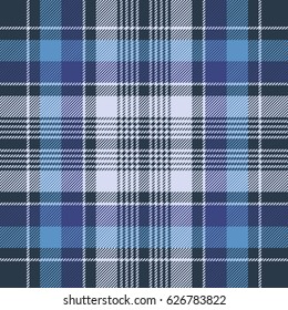 Blue check fabric texture diagonal seamless pattern. Vector illustration.