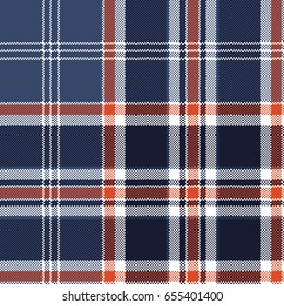 Blue check fabric texture pixel seamless pattern. Vector illustration.