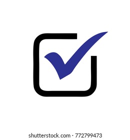 blue check mark in box sign