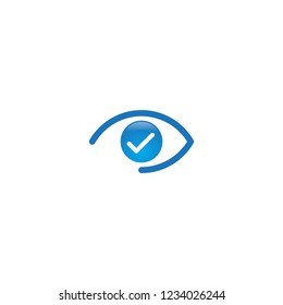 Blue Check Mark Eye Logo Design Vector