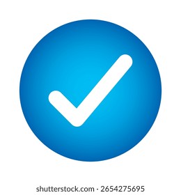 Blue check mark icon in a circle. Tick symbol in blue color, vector illustration. Check mark icon symbol vector. Symbol for website computer, mobile and app. EPS 10