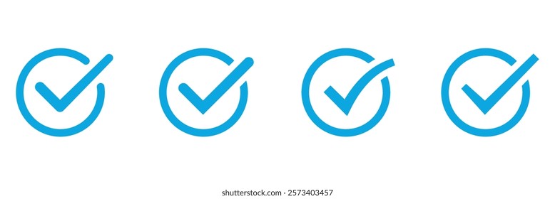 Blue check mark icon. Blue check mark icon design for business financial marketing banking advertising web concept cartoon illustration.