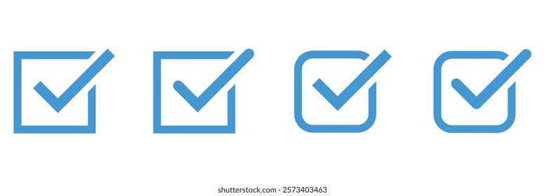 Blue check mark icon. Blue check mark icon design for business financial marketing banking advertising web concept cartoon illustration.