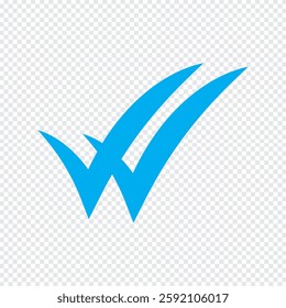 blue check mark icon. simple double tick, checklist icon vector.  Twin tick isolated on white background. Delivered message read icon, Double tick check mark icon vector