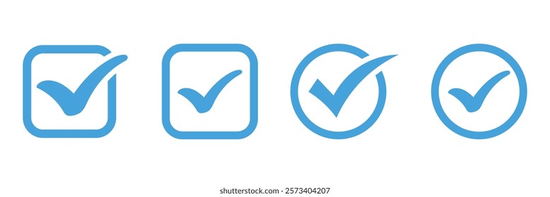 Blue Check Mark icon. Blue check mark symbol. modern blue verification check mark icon. Professional blue check badge vector icon set isolated on white background.
