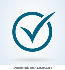 Blue check mark icon. Tick symbol in blue color, vector illustration.