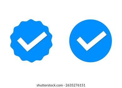 Blue check mark icon. Blue  tick logo. Verified checkmark emoji. Verification badge
