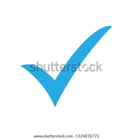 Blue check mark icon. Tick symbol, tick icon vector illustration.
