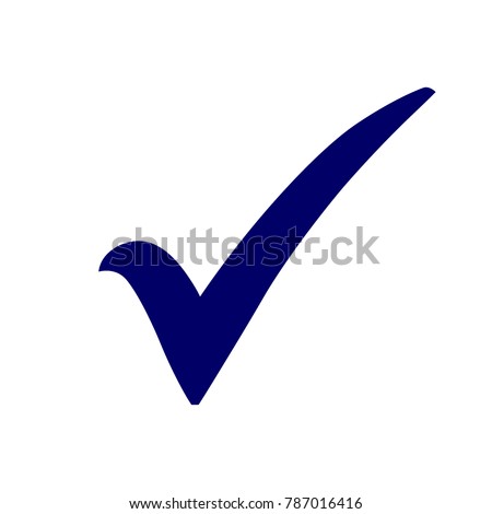 Blue check mark icon. Tick symbol in blue color, vector illustration.