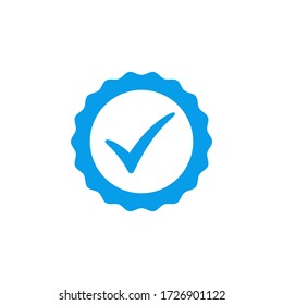 Blue check mark icon vector design, profile verified badge