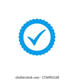 Blue check mark icon vector design, profile verified badge