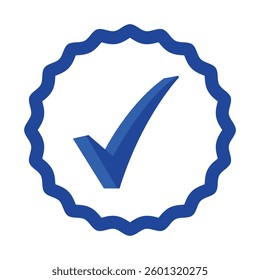 Blue check mark icon vector design, profile verified badge. EPS 10.