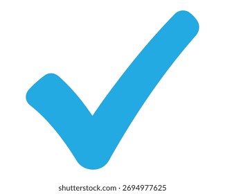 Marca de verificación azul aislada en el fondo blanco para la Aprobación