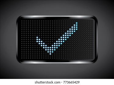 Blue Check Mark Logo On Black Led Board