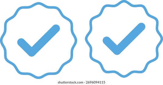 Conjunto de iconos de marca de verificación azul y aprobado por Perfil. Símbolo de insignia verificado. Colección de iconos de marca de garrapata azul. Perfil de redes sociales signo de verificación azul Marca de verificación azul y conjunto de íconos Aprobado por Perfil. 