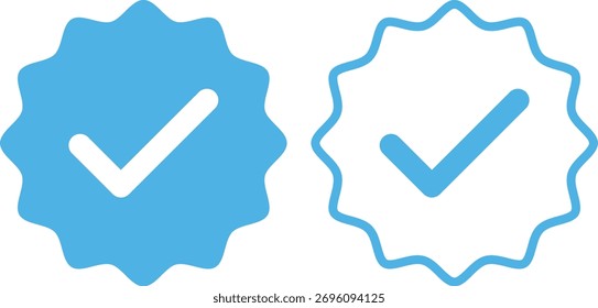 Conjunto de iconos de marca de verificación azul y aprobado por Perfil. Símbolo de insignia verificado. Colección de iconos de marca de garrapata azul. Perfil de redes sociales signo de verificación azul Marca de verificación azul y conjunto de íconos Aprobado por Perfil. 
