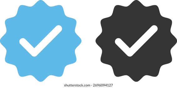 Conjunto de iconos de marca de verificación azul y aprobado por Perfil. Símbolo de insignia verificado. Colección de iconos de marca de garrapata azul. Perfil de redes sociales signo de verificación azul Marca de verificación azul y conjunto de íconos Aprobado por Perfil. 