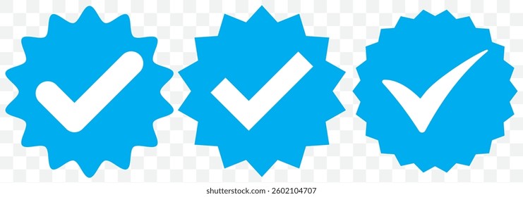 Blue check mark and red cross icon set, circle and square. Blue Tick symbol in Blue color. Blue Hand drawn checkmark illustration. Vector illustration. EPS 10.