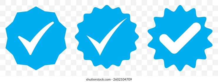 Blue check mark and red cross icon set, circle and square. Blue Tick symbol in Blue color. Blue Hand drawn checkmark illustration. Vector illustration. EPS 10.