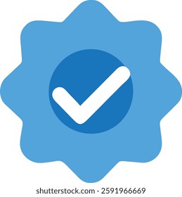 Blue check mark seal Icon set vector illustration, approval, verification, certified, quality, trust