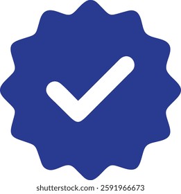 Blue check mark seal Icon set vector illustration, approval, verification, certified, quality, trust