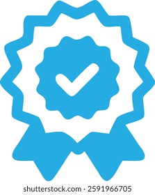 Blue check mark seal Icon set vector illustration, approval, verification, certified, quality, trust