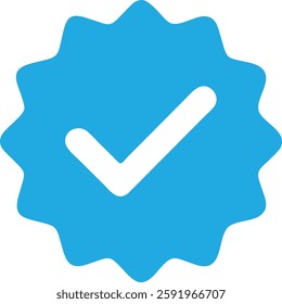 Blue check mark seal Icon set vector illustration, approval, verification, certified, quality, trust