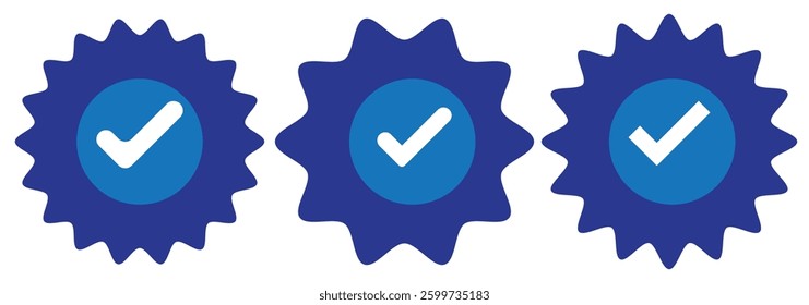 Blue check mark tick verification icon symbol vector.