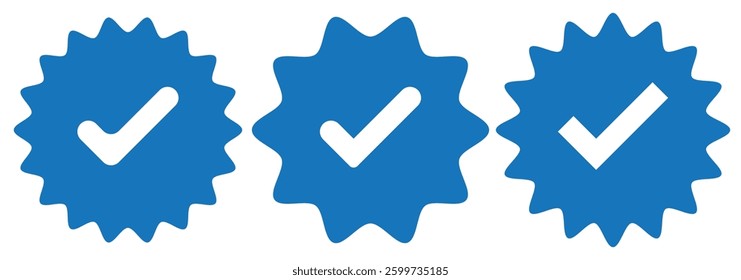 Blue check mark tick verification icon symbol vector.