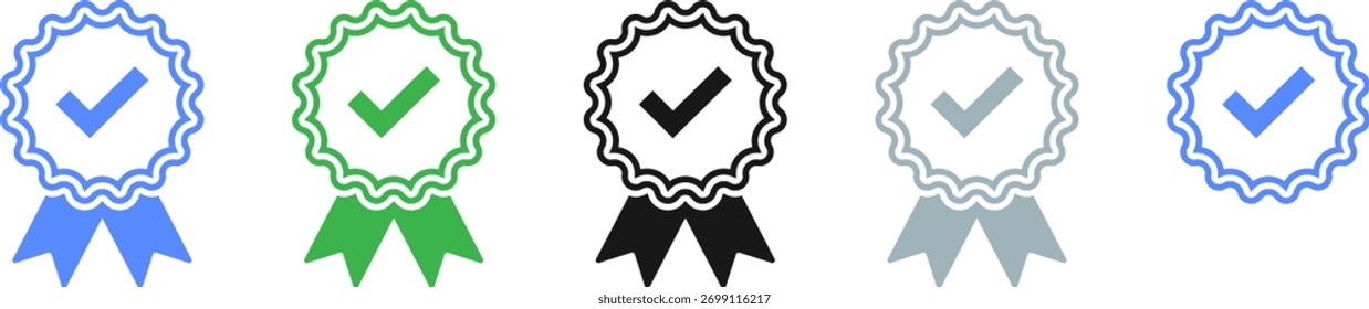 Blue check mark tick verification icon symbol vector.

