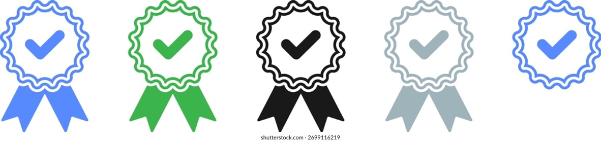 Vector azul del icono de verificación de marca de verificación.
